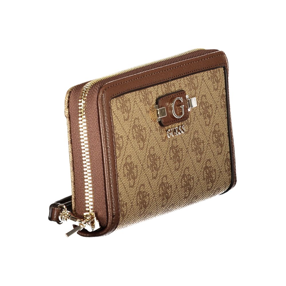 Guess Jeans Beige Poliuretano Womens Wallet with Zip Closure