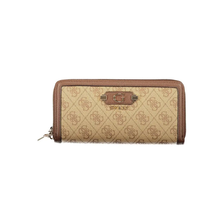 Guess Jeans Beige Poliuretano Womens Wallet with Zip Closure