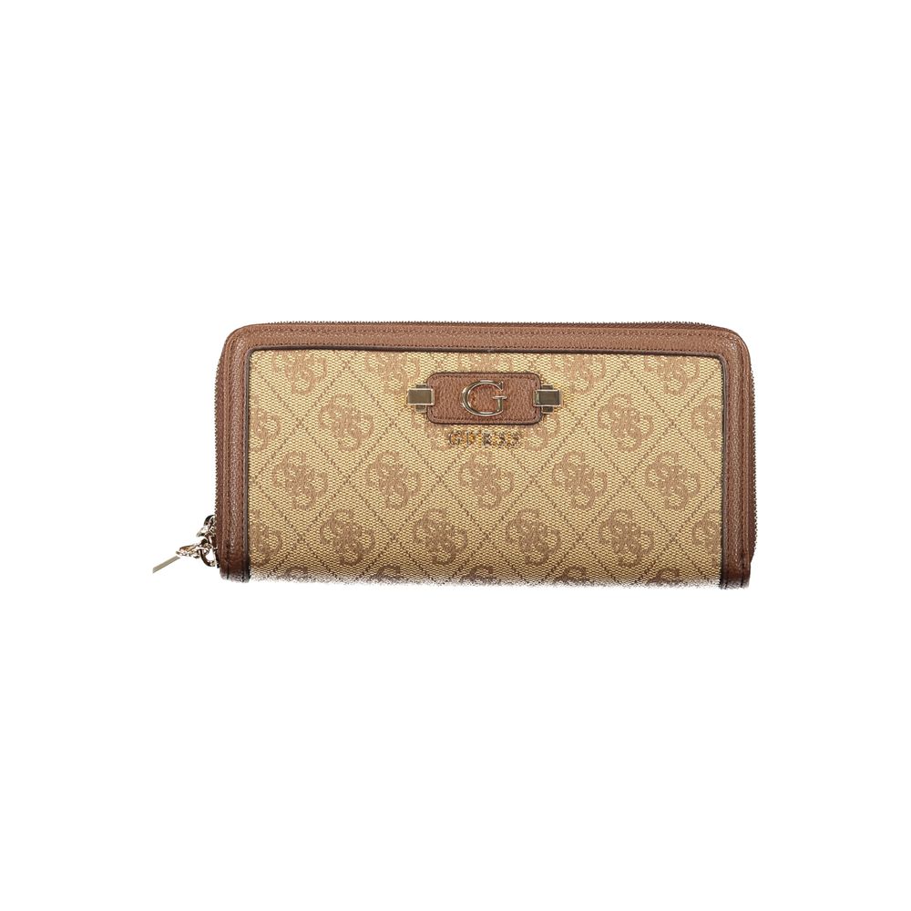 Guess Jeans Beige Poliuretano Womens Wallet with Zip Closure