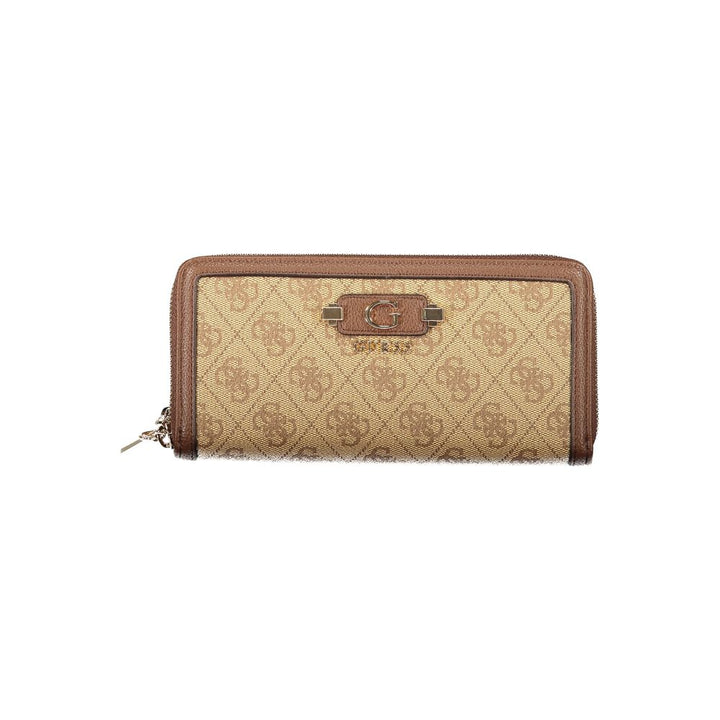 Guess Jeans Beige Poliuretano Womens Wallet with Zip Closure