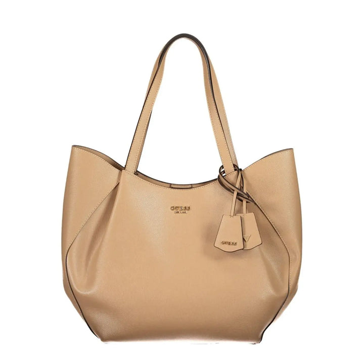 Guess Jeans Beige Polyurethane Women’s Bag with Shoulder Handles