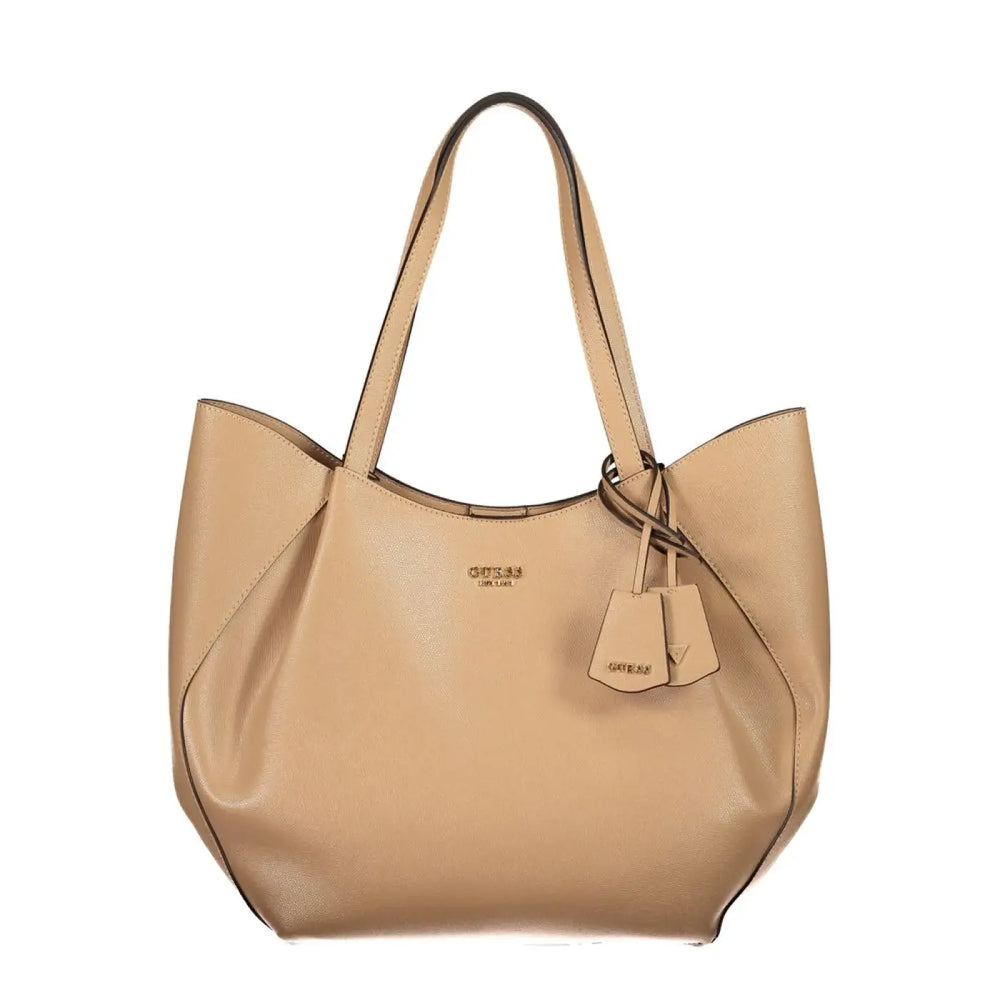 Guess Jeans Beige Polyurethane Women’s Bag with Shoulder Handles