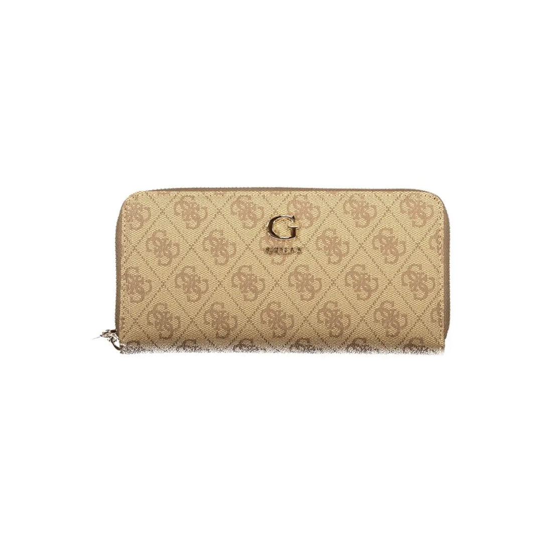 Guess Jeans Beige Polyurethane Women’s Wallet with Functional Compartments