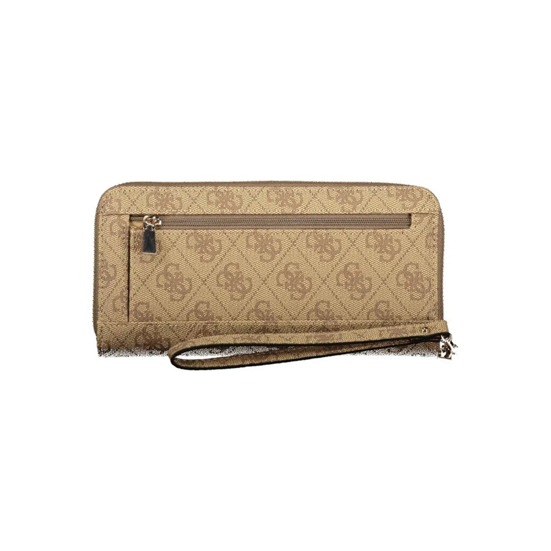 Guess Jeans Beige Polyurethane Women’s Wallet with Functional Compartments