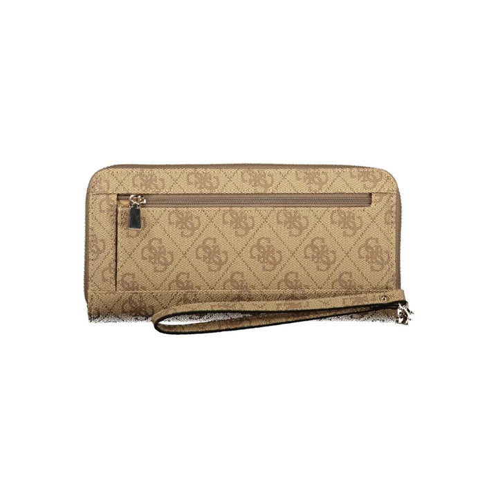 Guess Jeans Beige Polyurethane Women’s Wallet with Functional Compartments