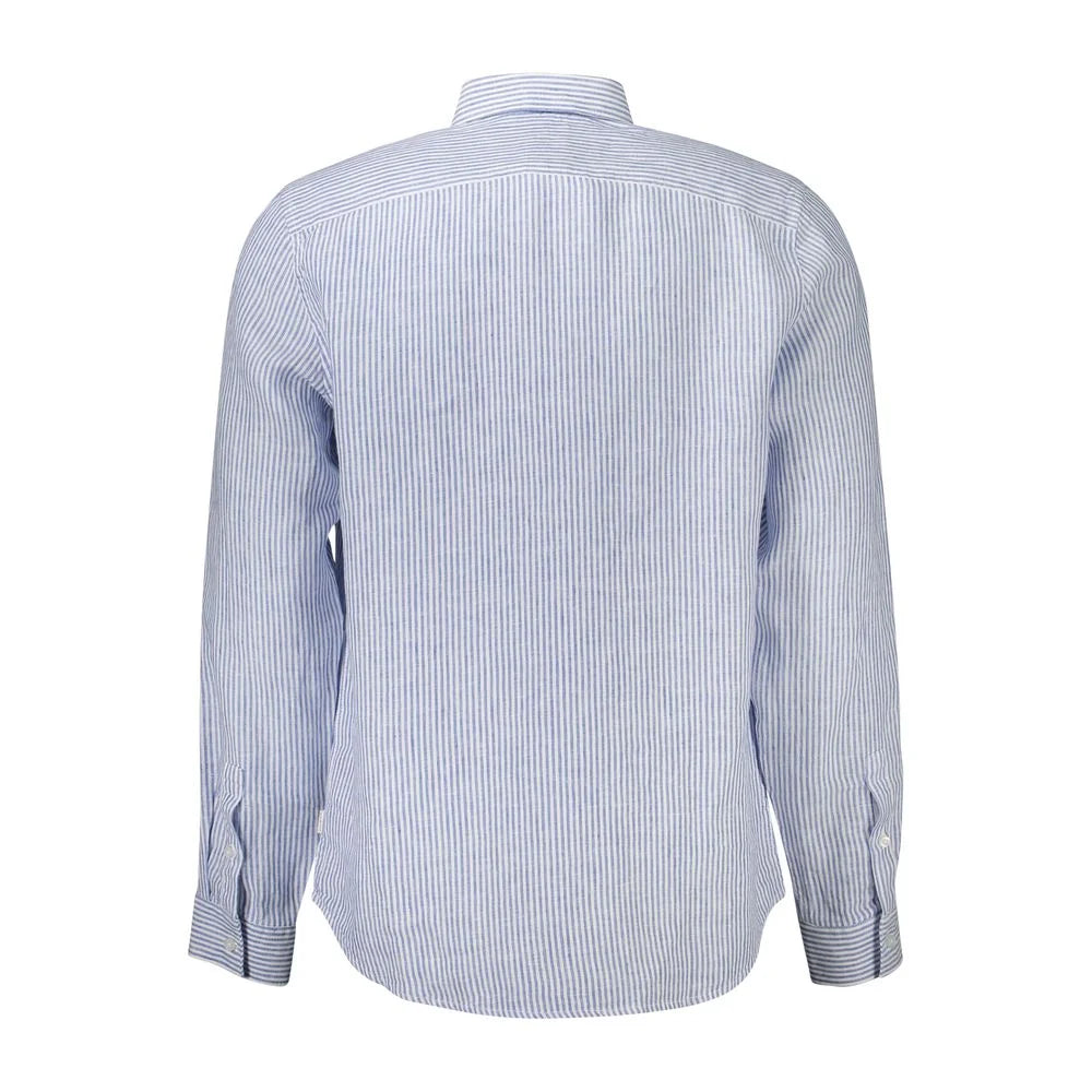Guess Jeans Classic Blue Linen Striped Shirt for Effortless Style