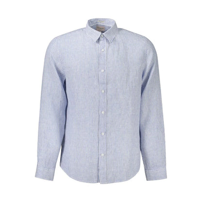 Guess Jeans Classic Blue Linen Striped Shirt for Effortless Style