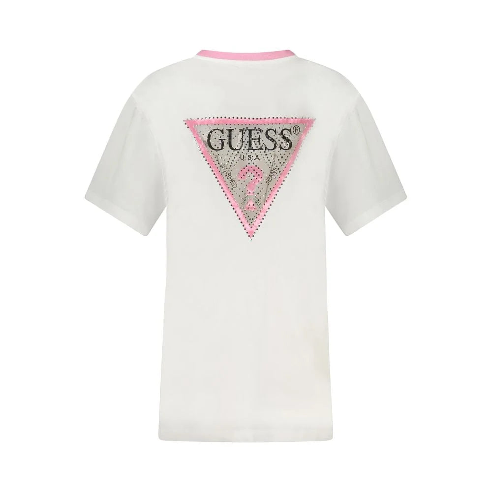 Guess Jeans White Maxi T-Shirt with Rhinestone Embellishments