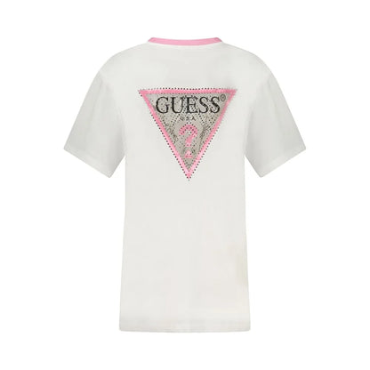Guess Jeans White Maxi T-Shirt with Rhinestone Embellishments