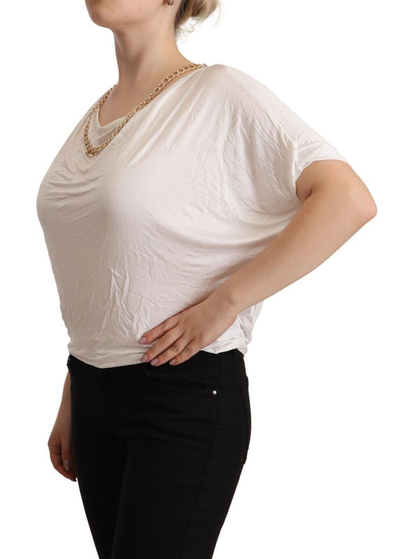 Guess By Marciano - White Short Sleeves Gold Chain T-shirt Top