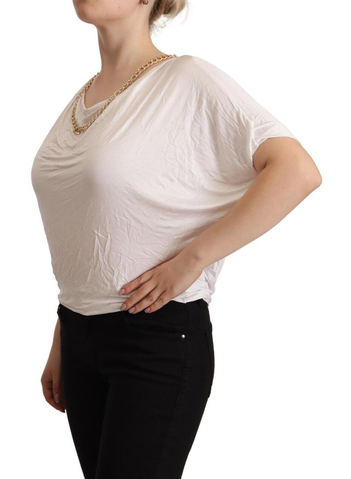 Guess By Marciano - White Short Sleeves Gold Chain T-shirt Top