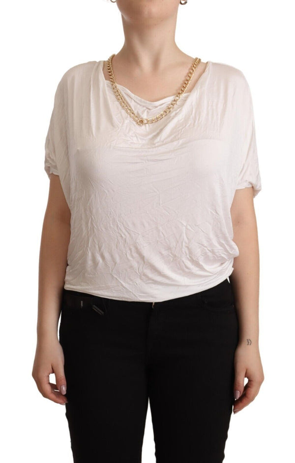 Guess By Marciano - White Short Sleeves Gold Chain T-shirt Top