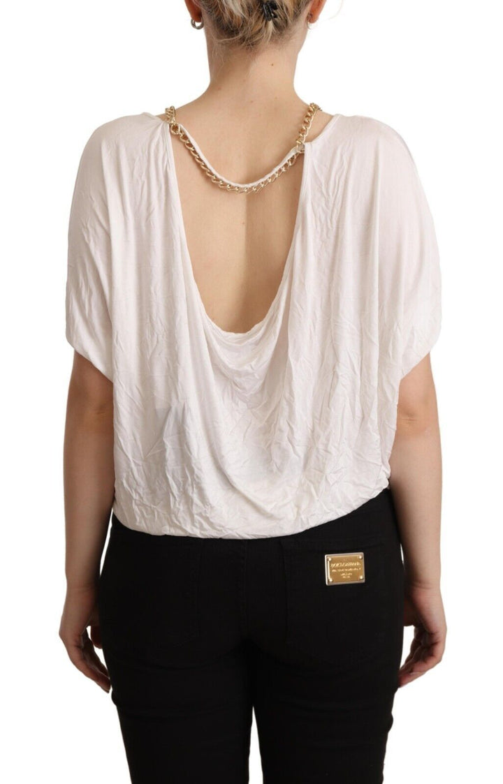 Guess By Marciano - White Short Sleeves Gold Chain T-shirt Top