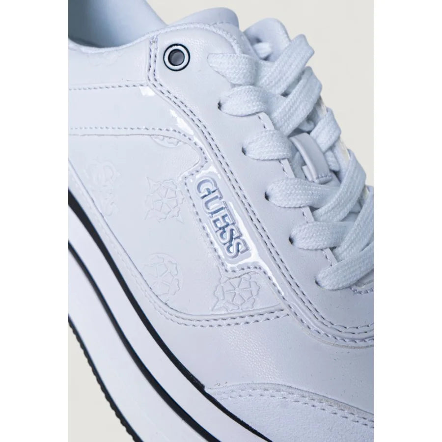 Guess White Polyester Platform Sneakers