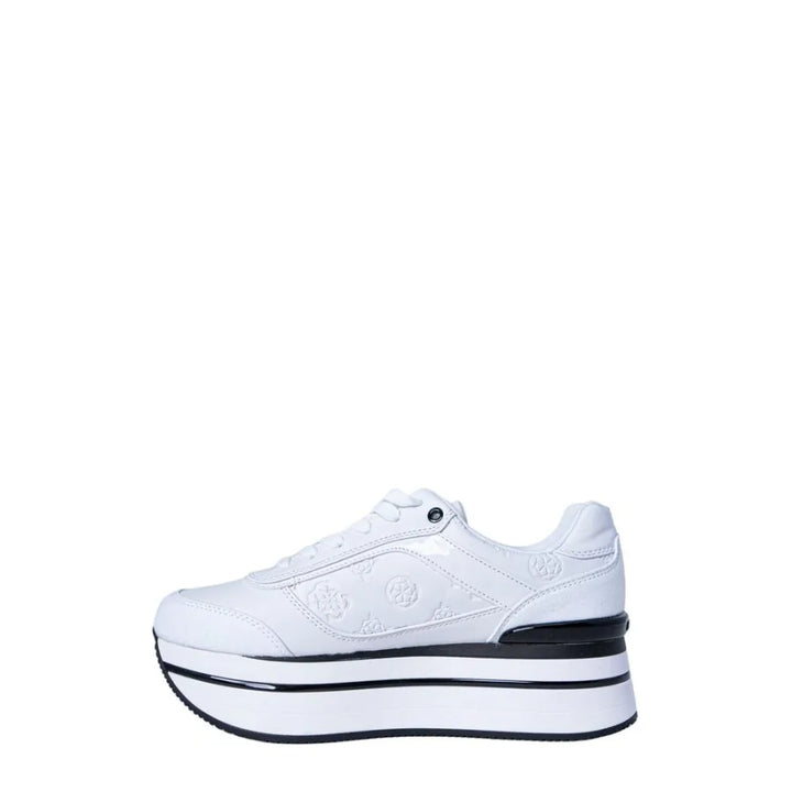 Guess White Polyester Platform Sneakers