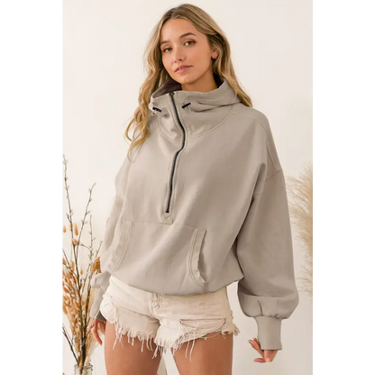 Discover the Trendy Half-Zip Drop Shoulder Hoodie You Can’t Resist Clothing Tops Trendsi