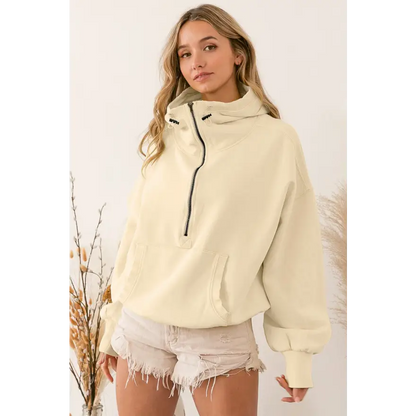 Discover the Trendy Half-Zip Drop Shoulder Hoodie You Can’t Resist Clothing Tops Trendsi