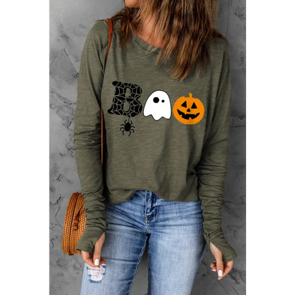 Spooky Style Awaits with Our Halloween Graphic Long Sleeve T-Shirt Clothing Tops Trendsi