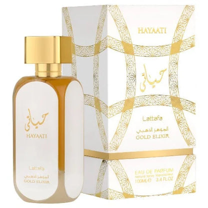 Hayaati Gold Elixir Unisex Fragrance with Lush Fruity and Rosehip Notes Lattafa