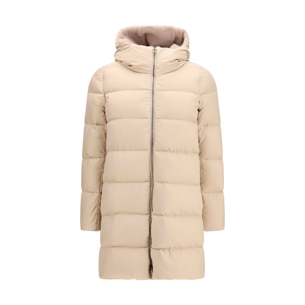 Herno Puffer Jackets - Beige Polyester Full-Length Jacket