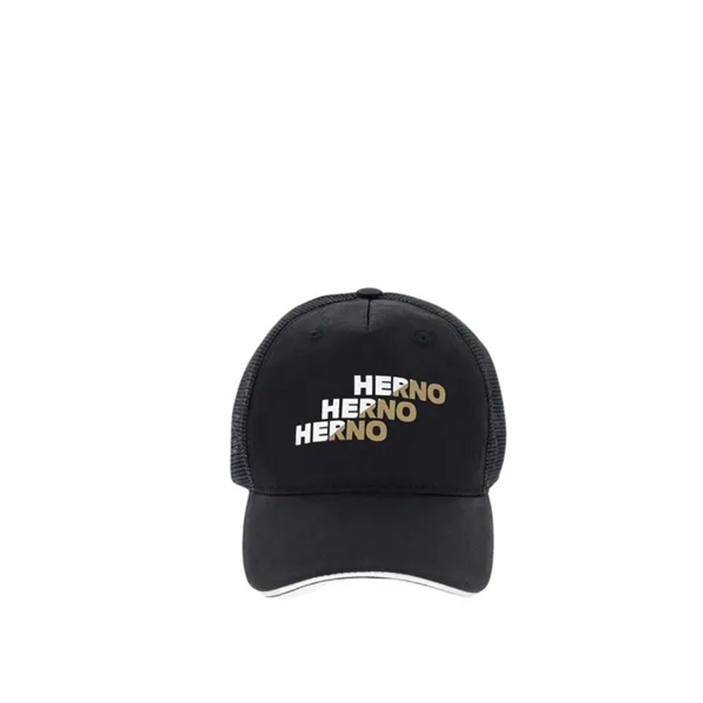 Herno Black Cotton Cap (baseball Hat)