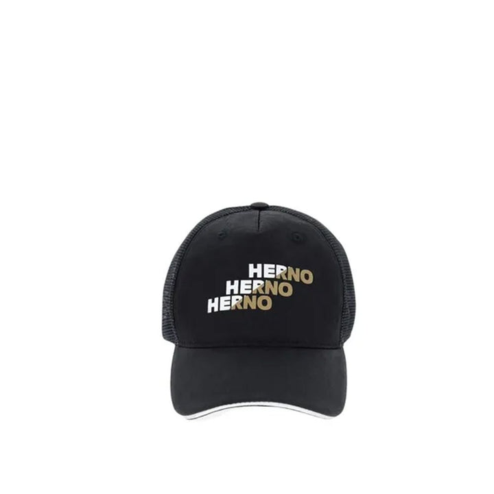 Herno Black Cotton Cap (baseball Hat)