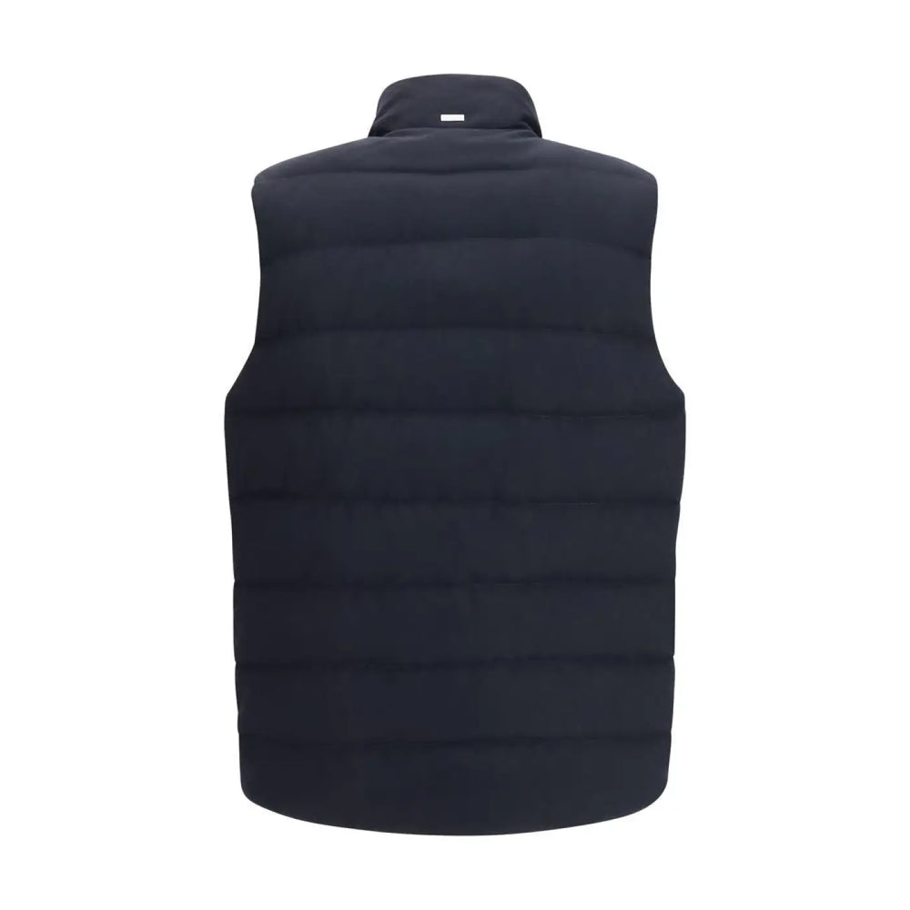Herno Blue Wool Oves Aries Sleeveless Jacket