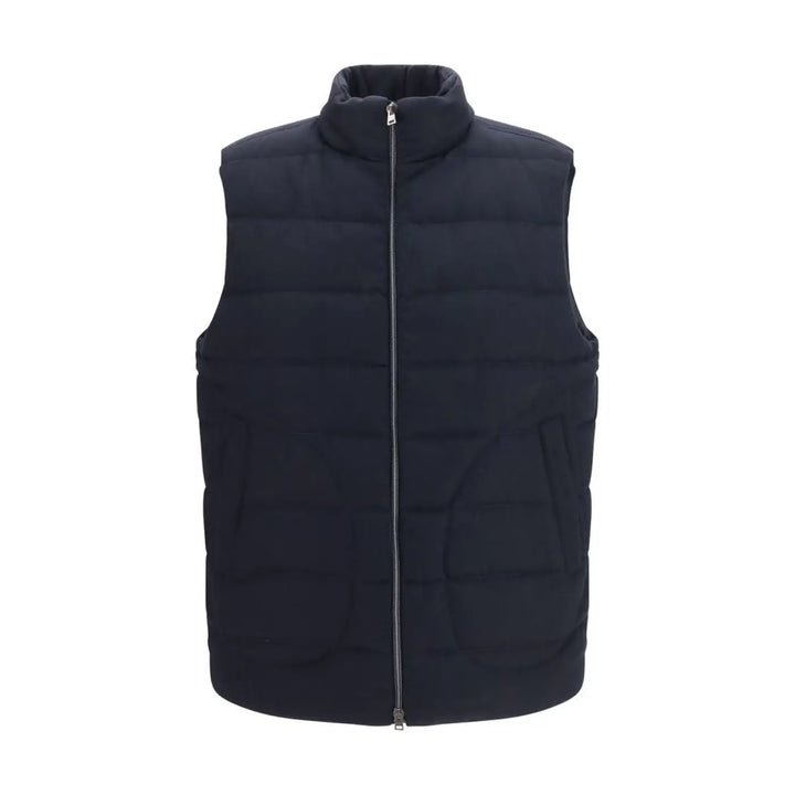 Herno Blue Wool Oves Aries Sleeveless Jacket