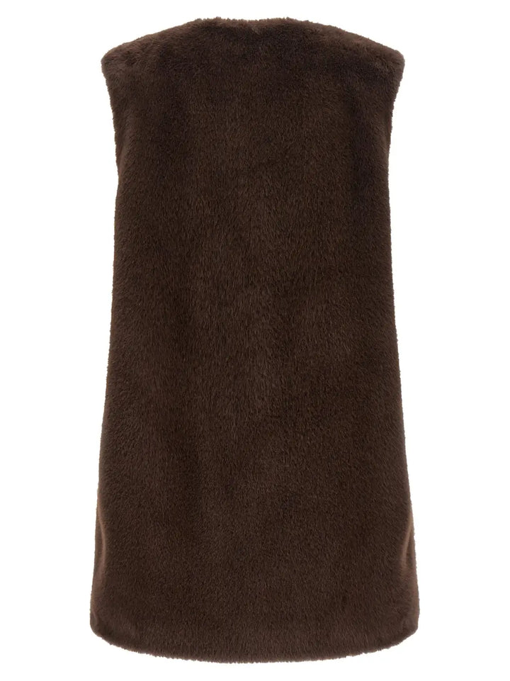 Herno Brown Polyester Sleeveless Jacket