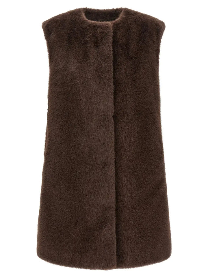 Herno Brown Polyester Sleeveless Jacket