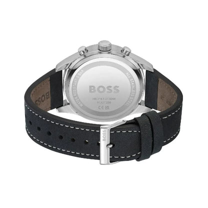 Hugo Boss Black Leather Dress Watch Stainless Steel 44mm
