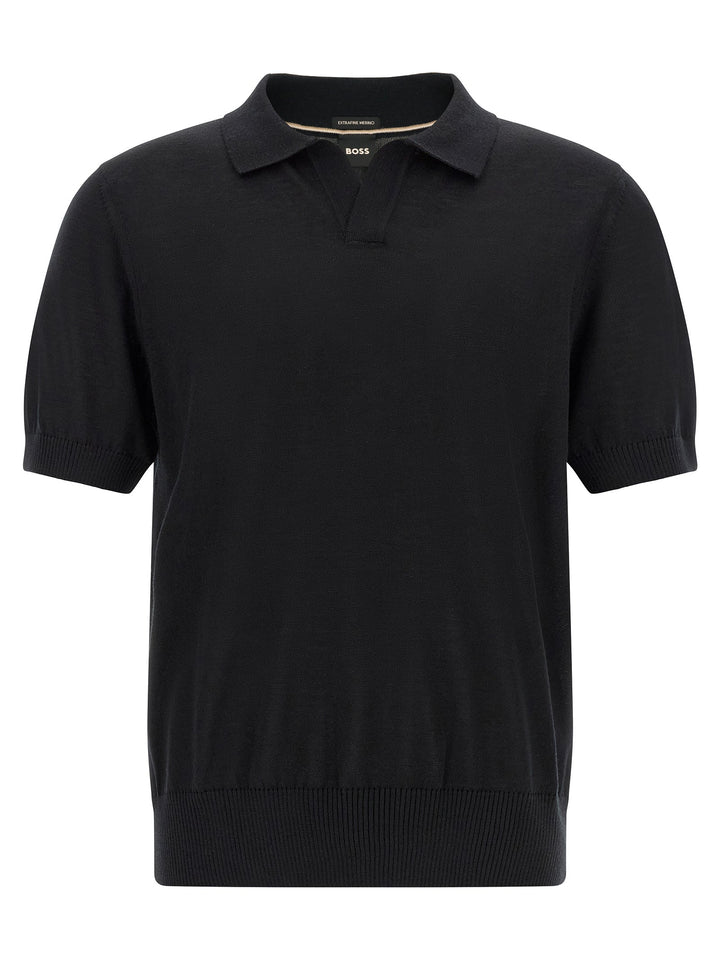 Hugo Boss Black Virgin Wool Polo Shirt