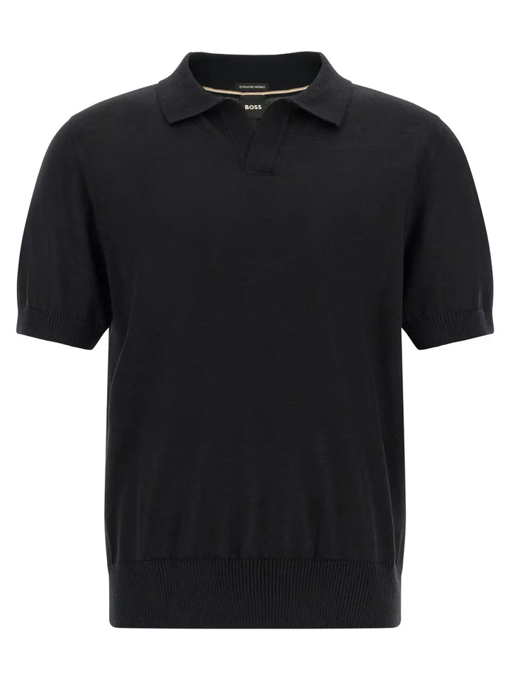 Hugo Boss Black Virgin Wool Polo Shirt