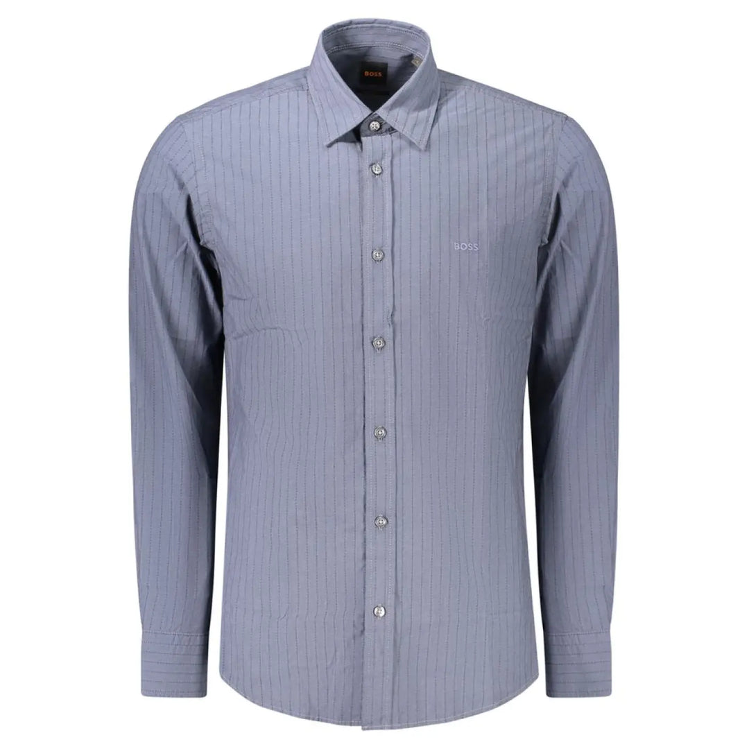 Hugo Boss Blue Cotton Mens Shirt
