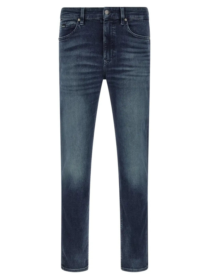 Hugo Boss Blue Cotton Tapered Jeans