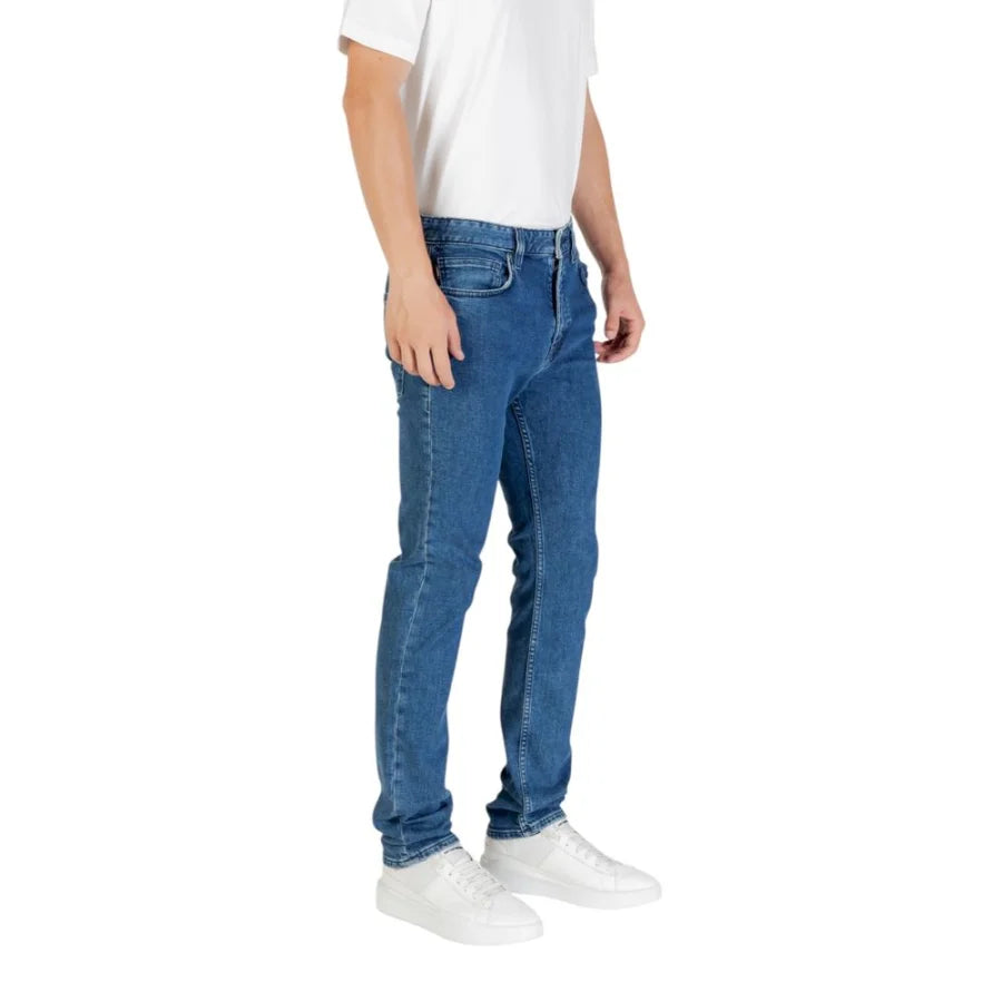 Hugo Boss Blue Polyester Skinny Jeans