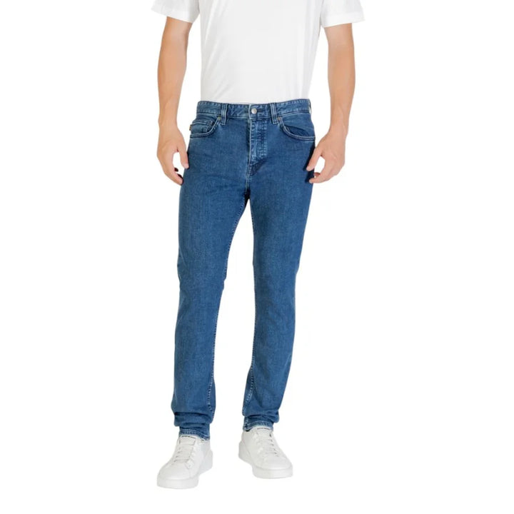 Hugo Boss Blue Polyester Skinny Jeans