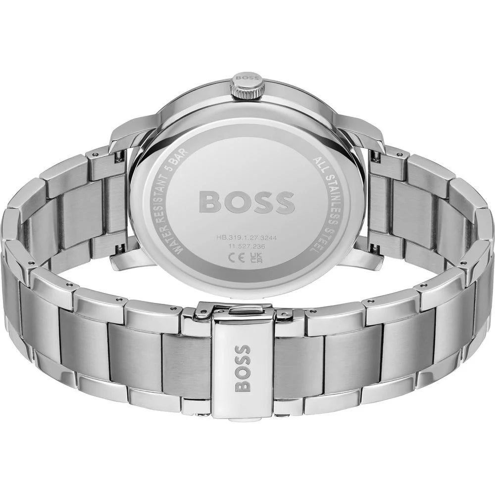 Hugo Boss Gray Stainless Steel Watch 44MM Quartz Analog 5ATM