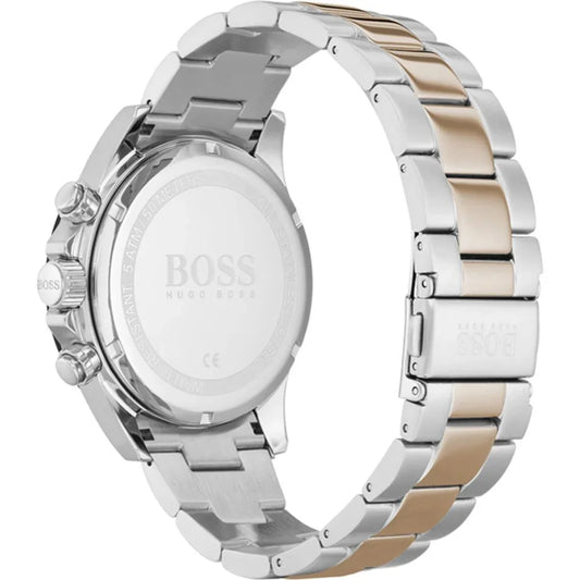 Hugo Boss Gray Stainless Steel Watch with Black Dial 43MM Water Resistant