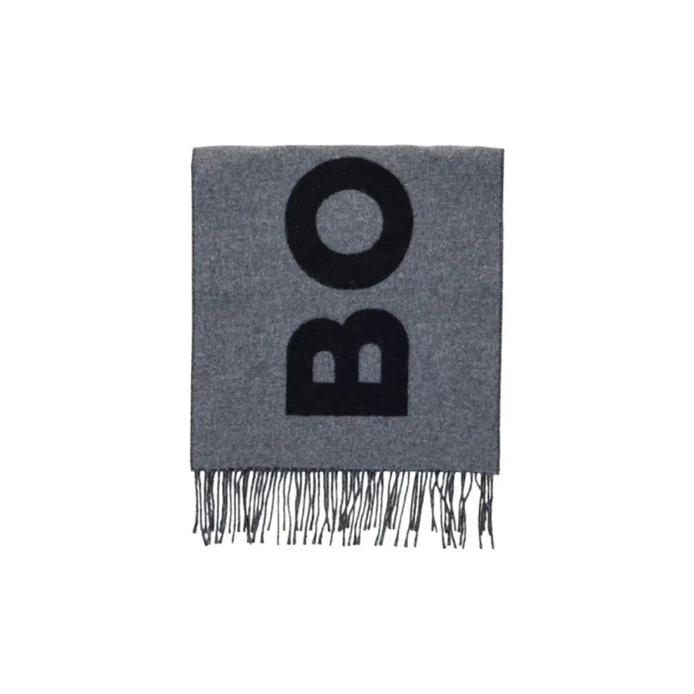 Hugo Boss Gray Wool Scarf