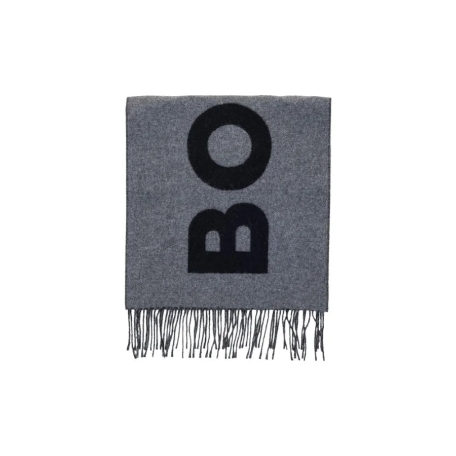 Hugo Boss Gray Wool Scarf