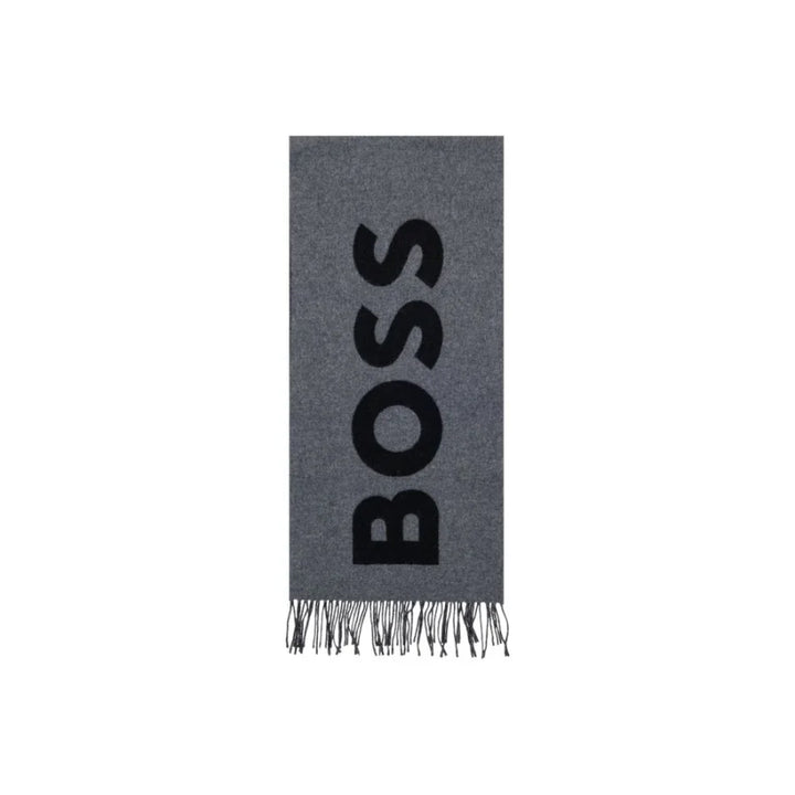 Hugo Boss Gray Wool Scarf