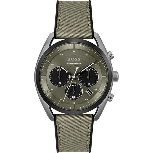 Hugo Boss Green Fabric Watch with Stainless Steel and 10ATM Water Resistance