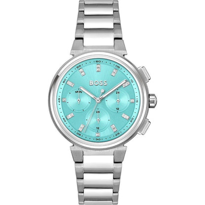 Hugo Boss Silver Stainless Steel Watch with Turquoise Dial 38mm