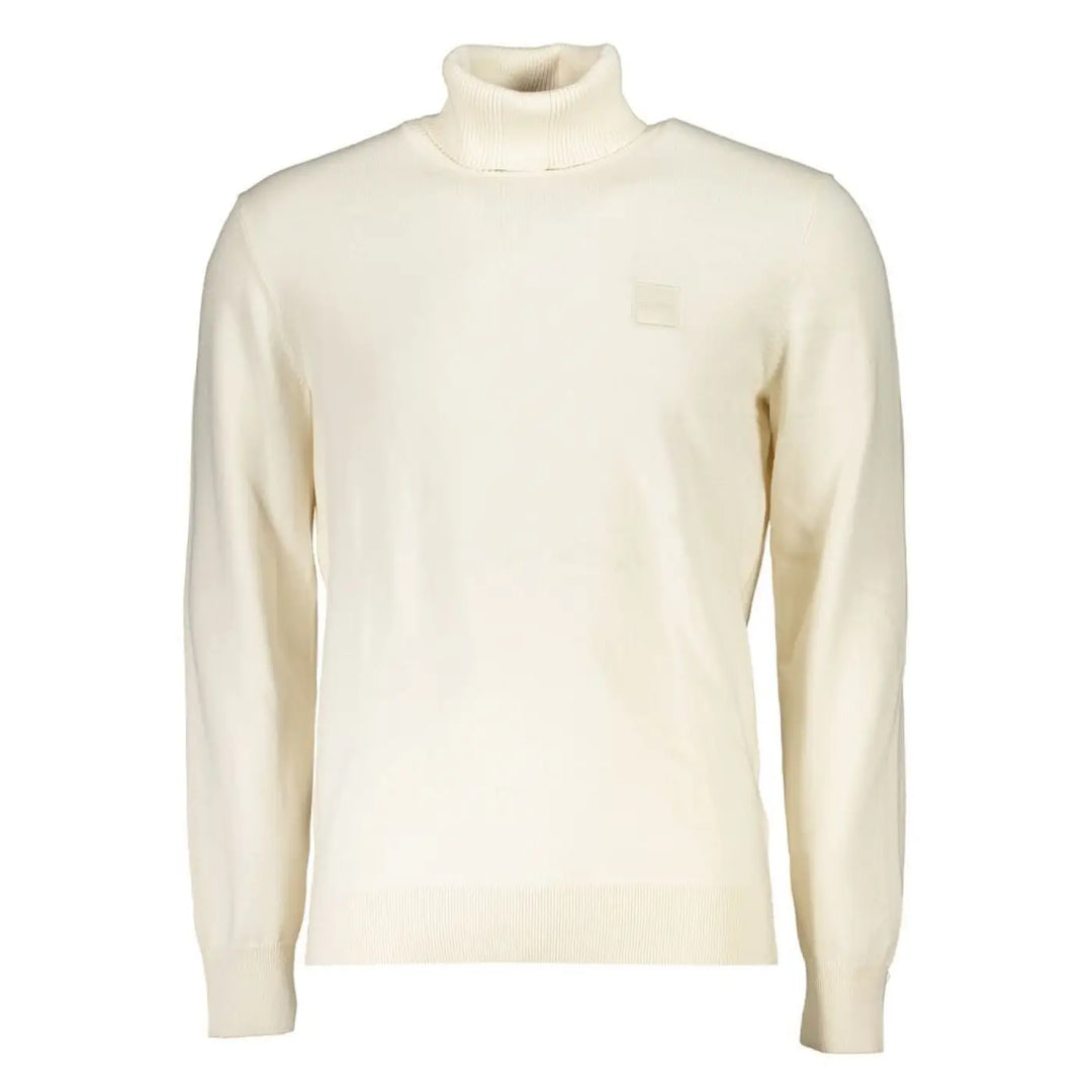 Hugo Boss White Cotton Turtleneck
