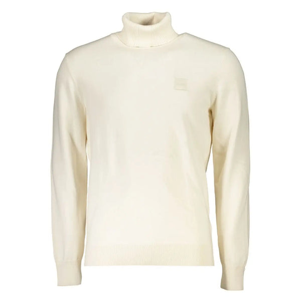 Hugo Boss White Cotton Turtleneck