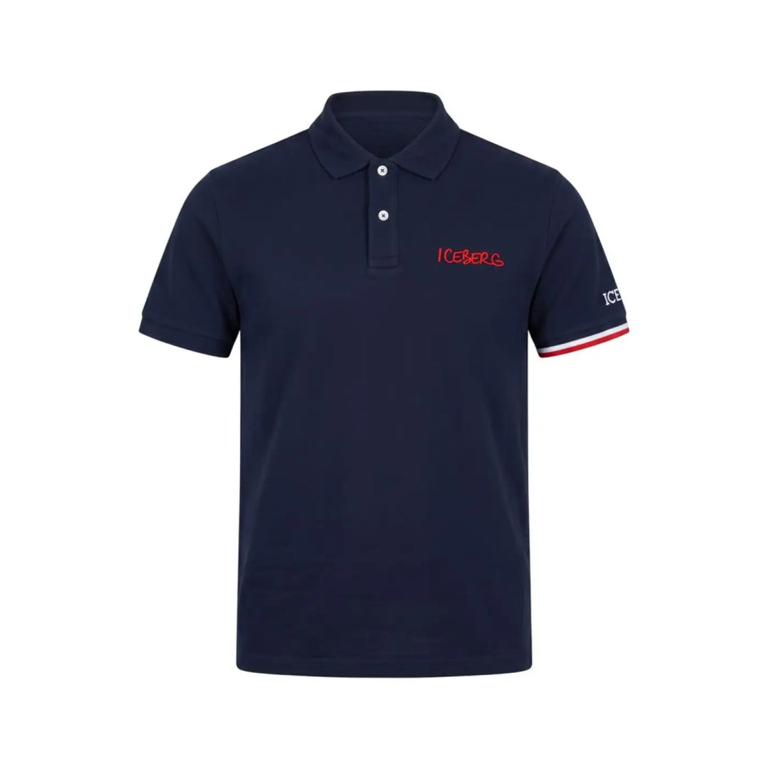 Iceberg Blue Cotton Men Polo Shirt