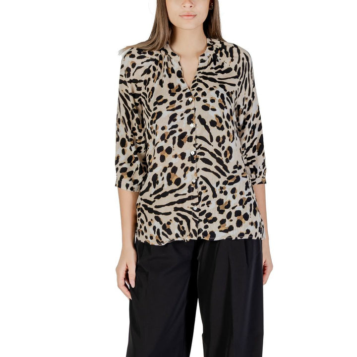 Ichi Blouses - Women’s Beige Viscose Blouse