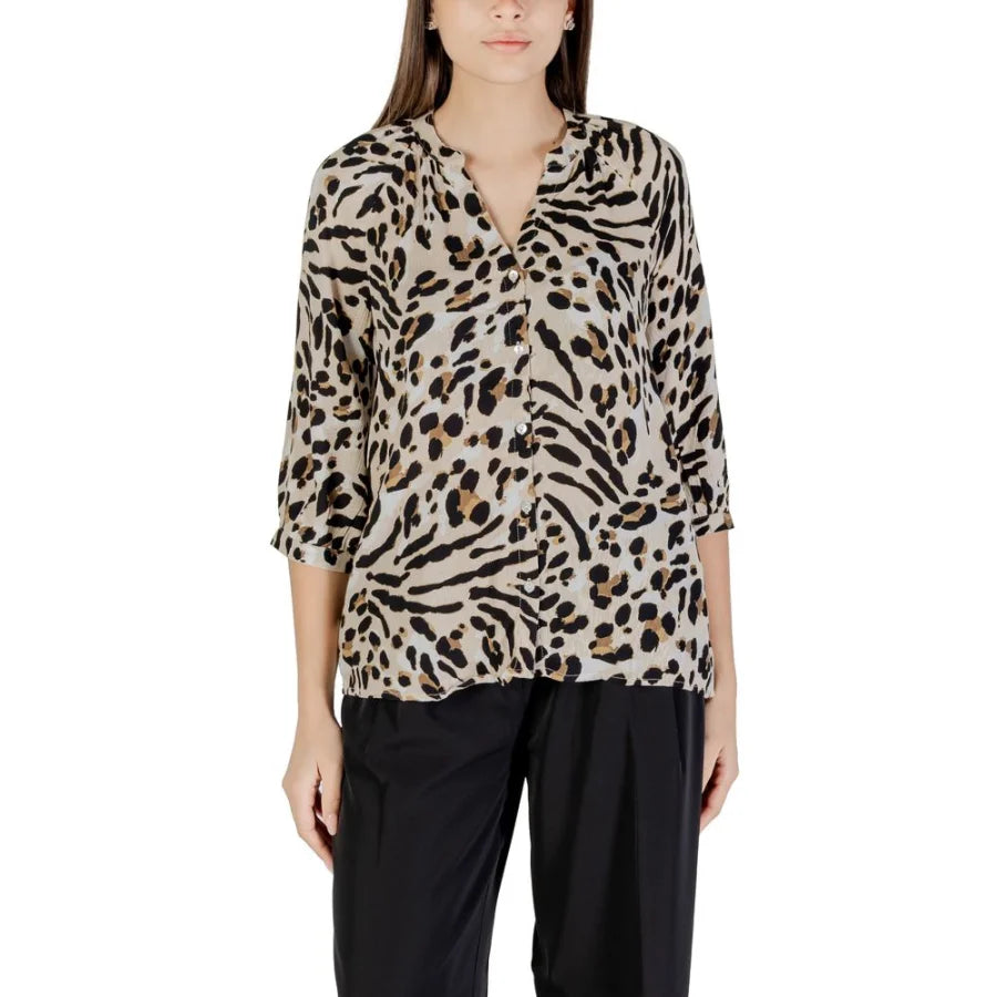 ICHI Beige Viscose Blouse