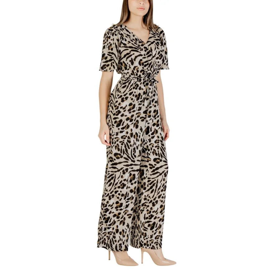 ICHI Beige Viscose Jumpsuit